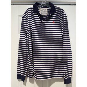 Jack Wills Mens Striped Rugby Polo Size L Preppy Academia Old Money Ivy League
